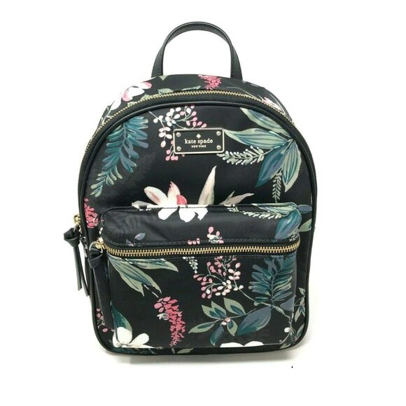 Kate Spade Small Bradley Wilson Road Botanical Floral Backpack WKRU5753 Black - Picture 1 of 9